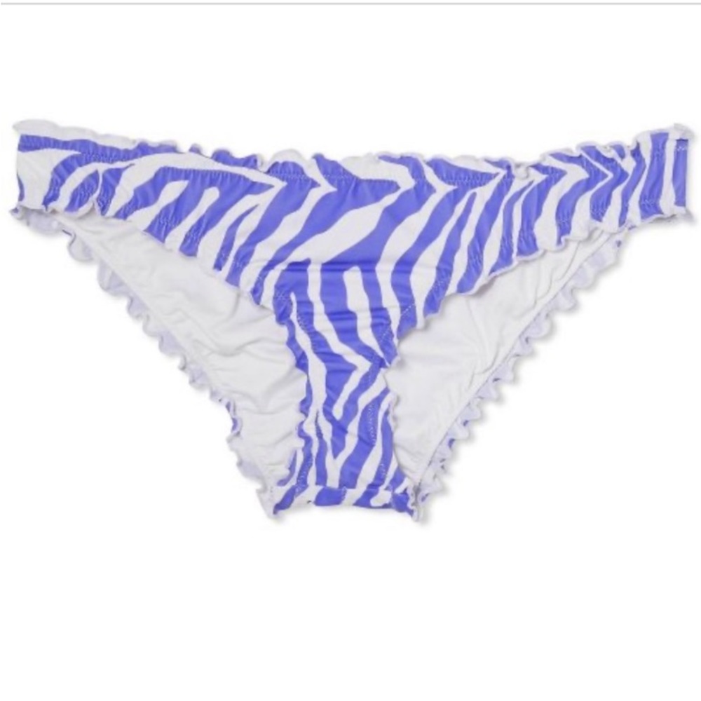 Shade & Shore Bikini Bottom Size XL Ruffle Cheeky Animal Print Purple White NWT